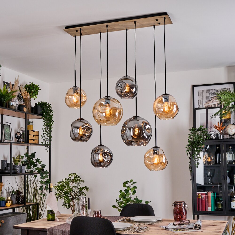 Ripoll Suspension, Boule lumineuse, Suspension Écru, Noir, 8 lumières main product photo