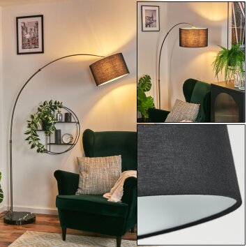 Bassagoda Lampadaire Nickel mat, Noir, 1 lumière