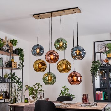Ripoll Suspension, Boule lumineuse, Suspension Écru, Noir, 8 lumières
