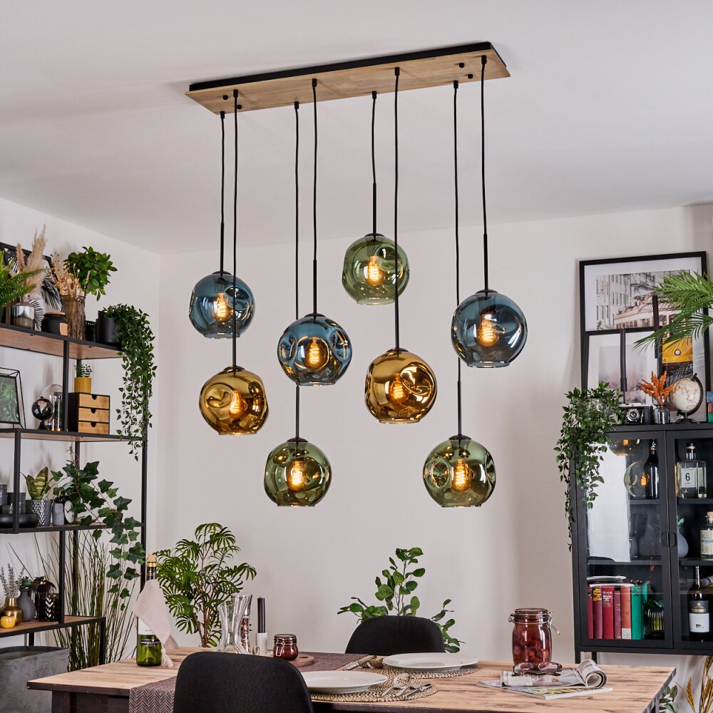 Ripoll Suspension, Boule lumineuse, Suspension Écru, Noir, 8 lumières main product photo