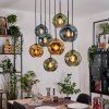 Ripoll Suspension, Boule lumineuse, Suspension Écru, Noir, 8 lumières
