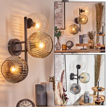 Ripoll Boule lumineuse, Applique murale Ambre, Clair, Fumé, 3 lumières