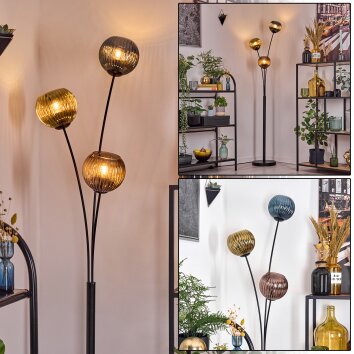 Koyoto Boule lumineuse, Lampadaire Bleu, Or, Cuivré, 3 lumières