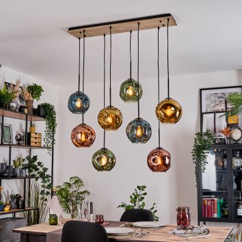 Ripoll Suspension, Boule lumineuse, Suspension Écru, Noir, 8 lumières