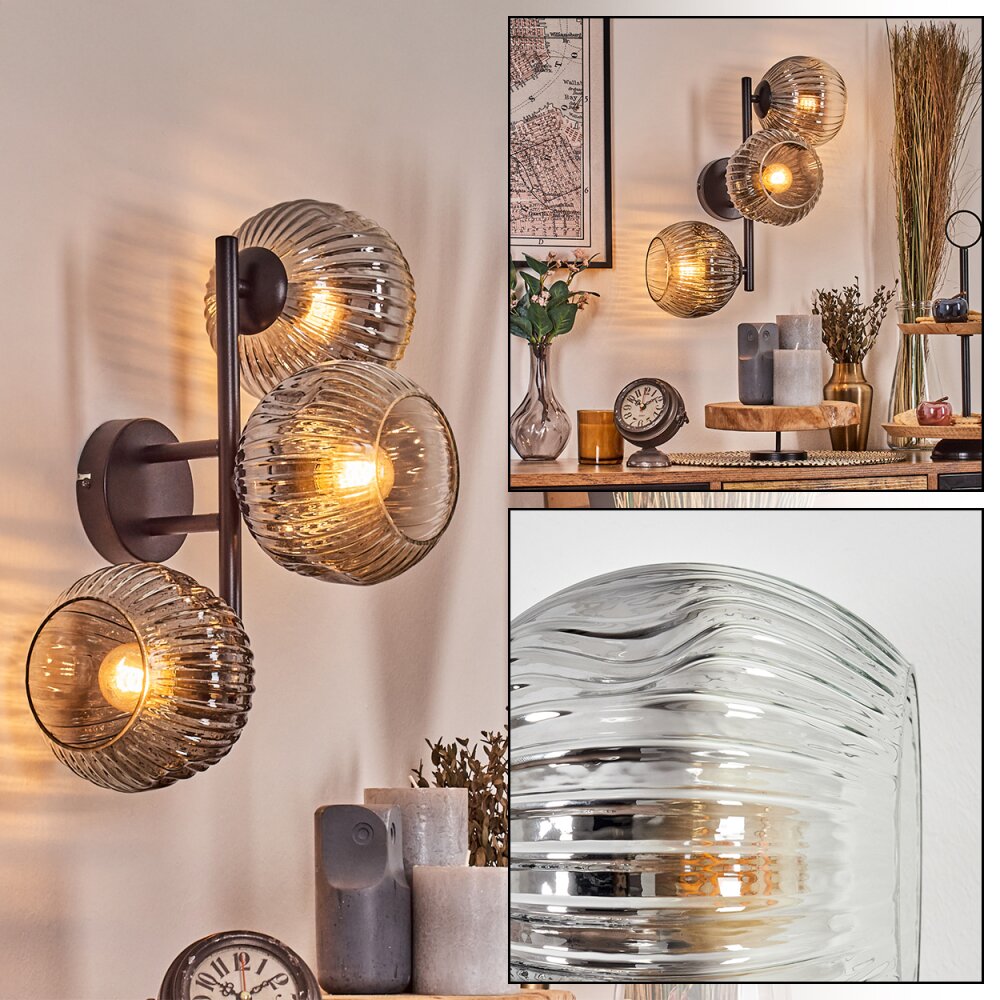 Ripoll Boule lumineuse, Applique murale Clair, Fumé, 3 lumières main product photo