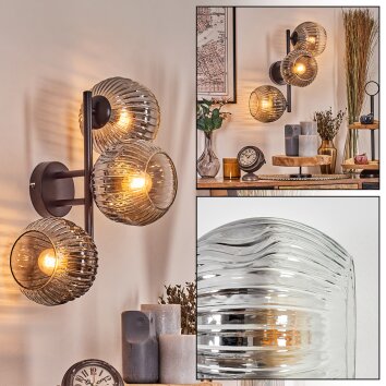 Ripoll Boule lumineuse, Applique murale Clair, Fumé, 3 lumières