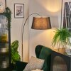 Bassagoda Lampadaire, Lampadaires arc Chrome, Noir, 1 lumière, Abat-jour en tissu