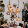 Ripoll Suspension, Boule lumineuse, Suspension Écru, Noir, 8 lumières