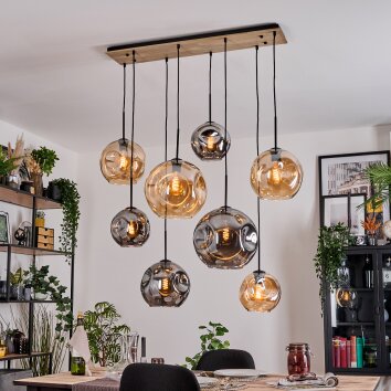 Ripoll Suspension, Boule lumineuse, Suspension Écru, Noir, 8 lumières