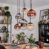 Gastor Suspension, Boule lumineuse, Suspension Ambre, Chrome, Clair, Cuivré, Fumé, 6 lumières