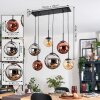 Gastor Suspension, Boule lumineuse, Suspension Ambre, Chrome, Cuivré, Fumé, 6 lumières