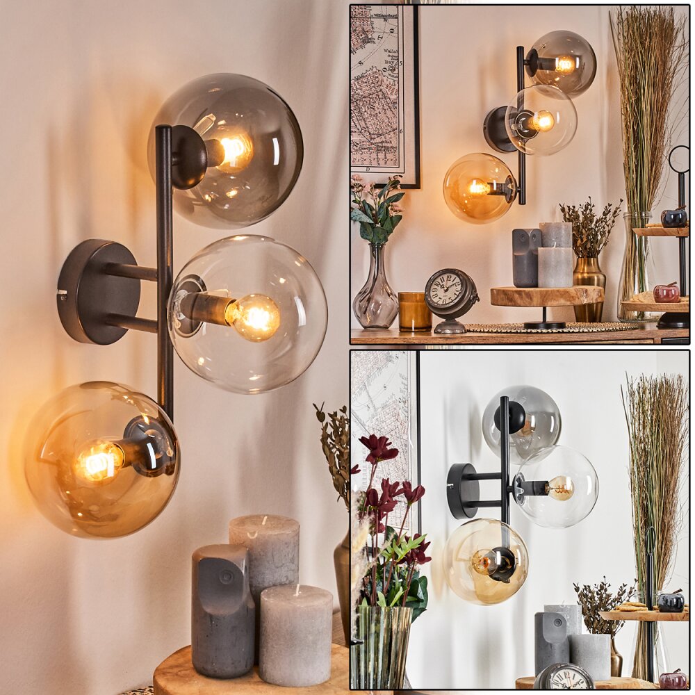 Gastor Boule lumineuse, Applique murale Ambre, Clair, Fumé, 3 lumières main product photo
