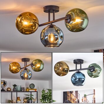 Ripoll Plafonnier, Boule lumineuse Bleu, Or, Vert, 3 lumières Ripoll Plafonnier, Boule lumineuse Bleu, Or, Vert, 3 lumières