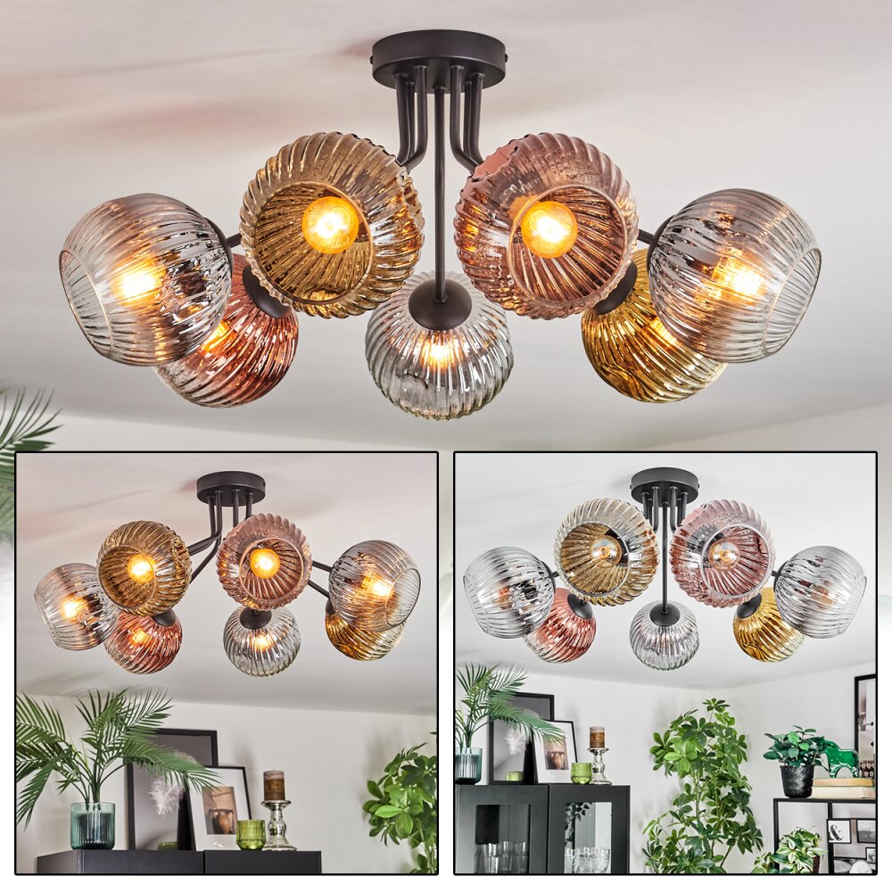 Ripoll Plafonnier, Boule lumineuse Or, Clair, Cuivré, Fumé, 7 lumières main product photo