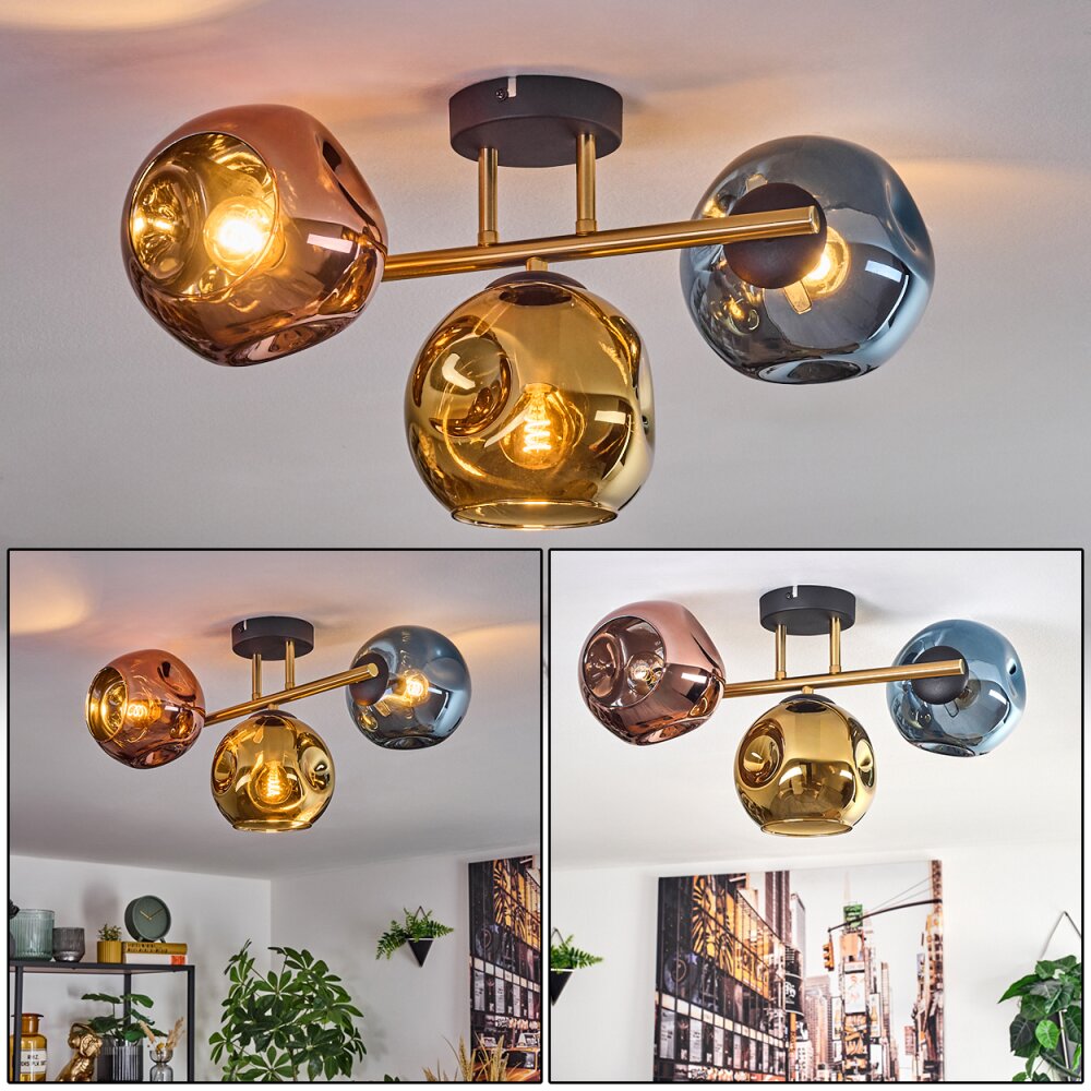 Ripoll Plafonnier, Boule lumineuse Or, Noir, 3 lumières main product photo