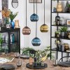 Koyoto Suspension, Boule lumineuse, Suspension grappe Bleu, Or, Cuivré, 4 lumières
