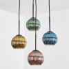 Koyoto Suspension, Boule lumineuse, Suspension grappe Bleu, Or, Vert, Cuivré, 4 lumières