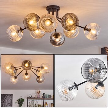 Koyoto Plafonnier, Boule lumineuse Ambre, Clair, Fumé, 8 lumières