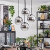 Koyoto Suspension, Boule lumineuse, Suspension grappe Chrome, Clair, Fumé, 4 lumières