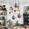 Gastor Suspension, Boule lumineuse, Suspension Ambre, Chrome, Clair, Fumé, 8 lumières