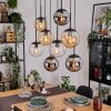 Gastor Suspension, Boule lumineuse, Suspension Ambre, Chrome, Clair, Fumé, 8 lumières