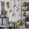 Ripoll Suspension, Boule lumineuse, Suspension grappe Chrome, Clair, Fumé, 4 lumières