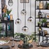 Ripoll Suspension, Boule lumineuse, Suspension grappe Chrome, Clair, Fumé, 4 lumières