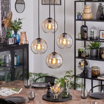 Koyoto Suspension, Boule lumineuse, Suspension grappe Ambre, Clair, 4 lumières