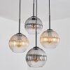 Koyoto Suspension, Boule lumineuse, Suspension grappe Ambre, Clair, Fumé, 4 lumières