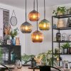 Koyoto Suspension, Boule lumineuse, Suspension grappe Bleu, Vert, Cuivré, 4 lumières