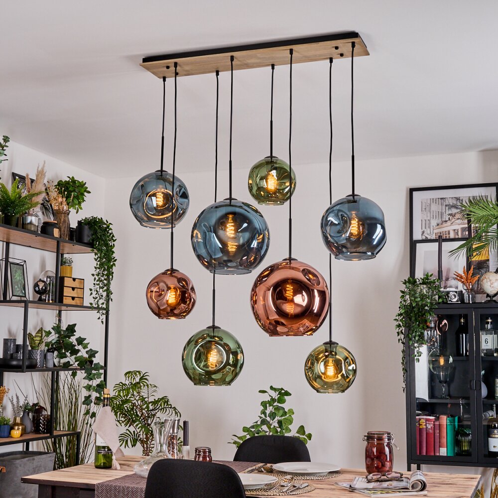 Ripoll Suspension, Boule lumineuse, Suspension Écru, Noir, 8 lumières main product photo