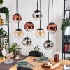 Gastor Suspension, Boule lumineuse, Suspension Ambre, Chrome, Clair, Cuivré, Fumé, 8 lumières
