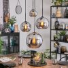 Koyoto Suspension, Boule lumineuse, Suspension grappe Chrome, Fumé, 4 lumières