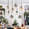 Gastor Suspension, Boule lumineuse, Suspension Ambre, Chrome, Clair, Fumé, 8 lumières