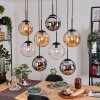 Gastor Suspension, Boule lumineuse, Suspension Ambre, Chrome, Clair, Fumé, 8 lumières