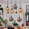 Gastor Suspension, Boule lumineuse, Suspension Ambre, Chrome, Clair, Fumé, 8 lumières