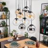 Gastor Suspension, Boule lumineuse, Suspension Ambre, Chrome, Clair, Fumé, 8 lumières