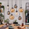 Gastor Suspension, Boule lumineuse, Suspension Ambre, Chrome, Clair, Fumé, 8 lumières
