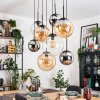 Gastor Suspension, Boule lumineuse, Suspension Ambre, Chrome, Clair, Fumé, 8 lumières