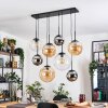 Gastor Suspension, Boule lumineuse, Suspension Ambre, Chrome, Clair, Fumé, 8 lumières