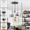 Koyoto Suspension, Boule lumineuse, Suspension grappe Ambre, Chrome, Clair, Fumé, 4 lumières