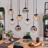 Gastor Suspension, Boule lumineuse, Suspension Ambre, Chrome, Clair, Fumé, 8 lumières