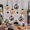 Gastor Suspension, Boule lumineuse, Suspension Ambre, Chrome, Clair, Fumé, 8 lumières