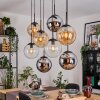 Gastor Suspension, Boule lumineuse, Suspension Ambre, Chrome, Clair, Fumé, 8 lumières