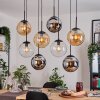 Gastor Suspension, Boule lumineuse, Suspension Ambre, Chrome, Clair, Fumé, 8 lumières