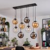 Gastor Suspension, Boule lumineuse, Suspension Ambre, Chrome, Clair, Fumé, 8 lumières