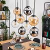 Gastor Suspension, Boule lumineuse, Suspension Ambre, Chrome, Clair, Fumé, 8 lumières