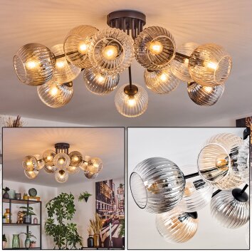 Koyoto Plafonnier, Boule lumineuse 89 cm Ambre, Clair, Fumé, 12 lumières