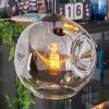 Ripoll Boule lumineuse, Suspension grappe Chrome, Clair, Fumé, 4 lumières