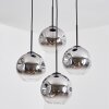 Ripoll Boule lumineuse, Suspension grappe Chrome, Clair, Fumé, 4 lumières
